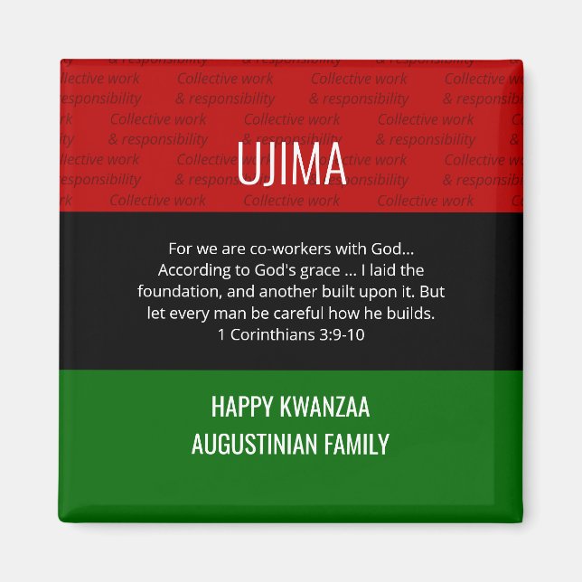 Personalisiert UJIMA Happy Kwanzaa  Magnet (Vorne)