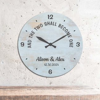 Personalisiert und die zwei werden ein Fleisch sei Große Wanduhr