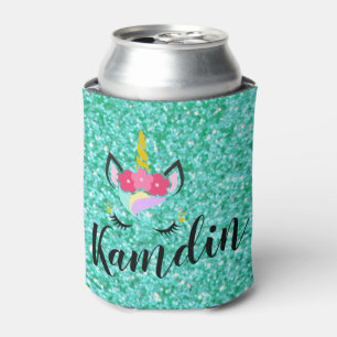 Personalisiert Unicorn Aquamarin Glitt Koozie Can Dosenkühler