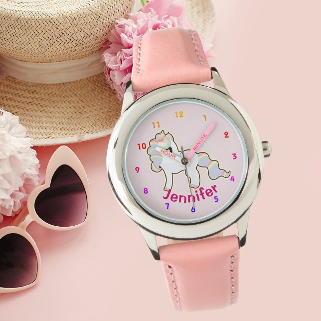 Personalisiert UNICORN Girls sehen pink aus - Name Armbanduhr (Von Creator hochgeladen)