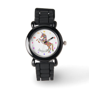 Personalisiert UNICORN Girls watch SILVER - Name h Armbanduhr