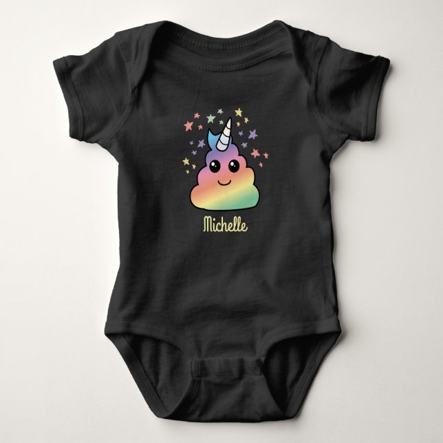 Personalisiert Unicorn Rainbow Kacke Emoji Kawaii Baby Strampler (Vorderseite)