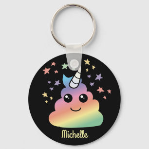 Personalisiert Unicorn Rainbow Kacke Emoji Kawaii Schlüsselanhänger