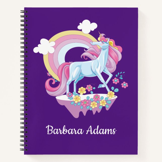 Personalisiert Unicorn Sketchbook Notebook Notizbuch (Vorderseite)