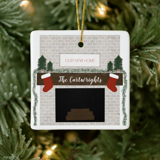 Personalisiert unser erster Zuhause Bauernhof Orna Keramikornament (Baum)