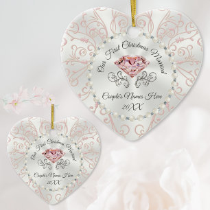 Personalisiert Unser erstes Verheiratetes Weihnach Keramik Ornament