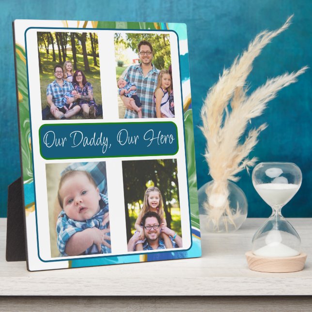 Personalisiert unser Papa, unser Held Fotoplatte (Seite)