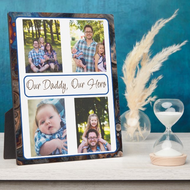 Personalisiert unser Papa, unser Held Fotoplatte (Seite)
