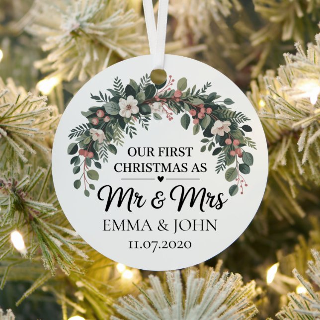 Personalisiert unsere ersten Weihnachten als Mr. & Ornament Aus Metall (InSitu)