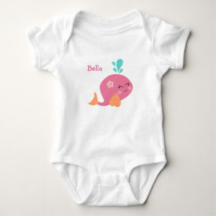 Personalisiert unter dem Meeresgrund Pink Whale Ba Baby Strampler