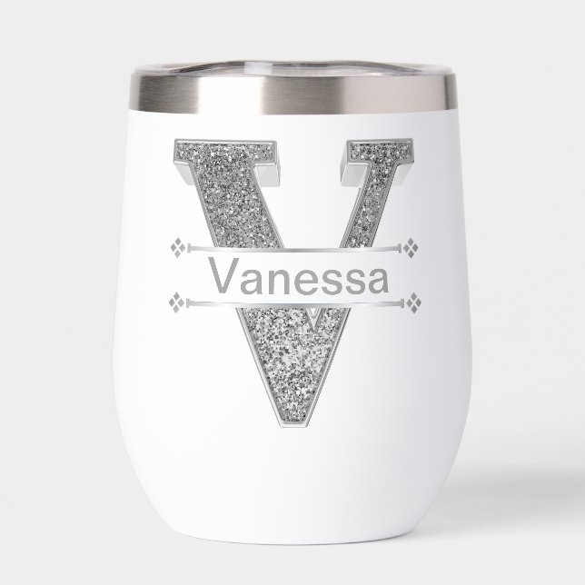 Personalisiert V Erste Silver Monogramm Ihr Name (Rückseite)