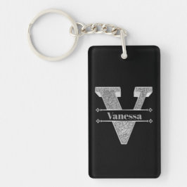 Personalisiert V Erste Silver Monogramm Ihr Name Schlüsselanhänger