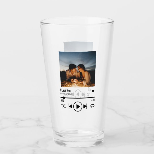 Personalisiert Valentine Foto Song Playlist Glas (Vorderseite)