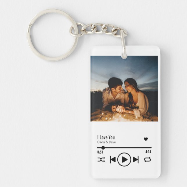 Personalisiert Valentine Foto Song Playlist Schlüsselanhänger (Vorderseite)