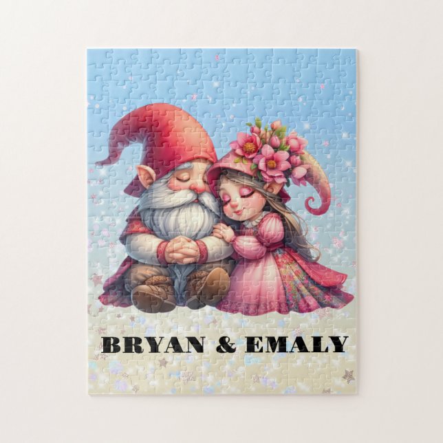 Personalisiert Valentine Gnome pair Jigsaw Puzzle (Vertikal)