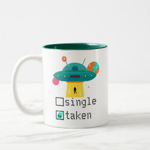 Personalisiert Valentine Single genommen UFO Zweifarbige Tasse