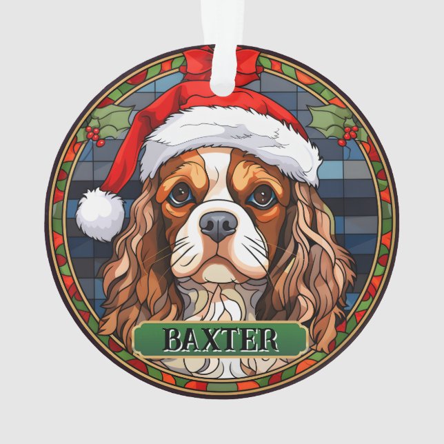 Personalisiert verketteter Glass Cavalier King Cha Ornament (Rückseite)