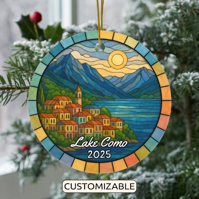 Personalisiert verketteter Glass Lake Como, Italie Keramik Ornament (Von Creator hochgeladen)