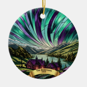 Personalisiert verkettetes Glas sieht nördlich aus Keramik Ornament