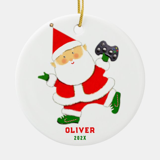 Personalisiert-Video-Gamer-Urlaubspende Keramik Ornament (Vorne)