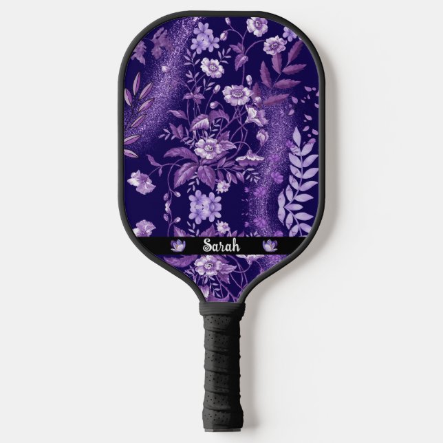 Personalisiert viele violette Blumen Pickleball Schläger (Vorderseite)