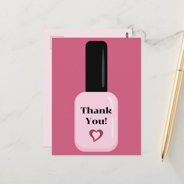 Personalisiert Vielen Dank an die moderne Pink Nai Postkarte (Vorderseite/Rückseite Beispiel)