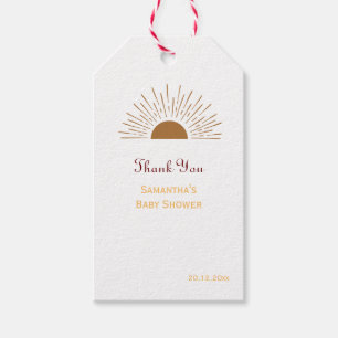 Personalisiert Vielen Dank Baby Dusche Retro Sonne Geschenkanhänger