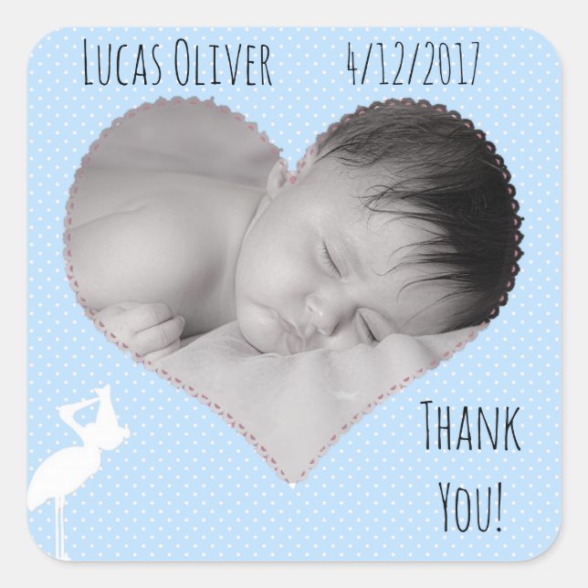 Personalisiert Vielen Dank, Baby Foto Aufkleber (Vorderseite)
