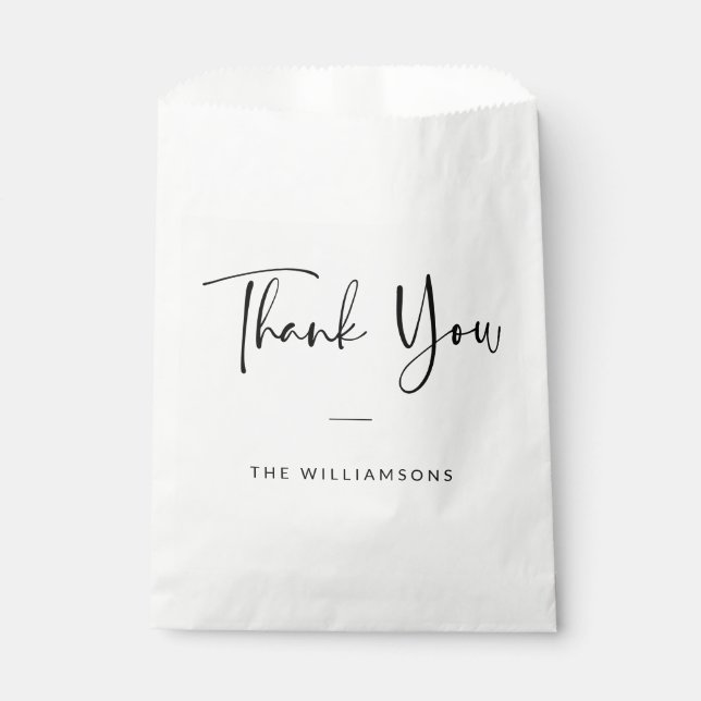 Personalisiert Vielen Dank Chic Modern Script Wedd Geschenktütchen (Vorderseite)