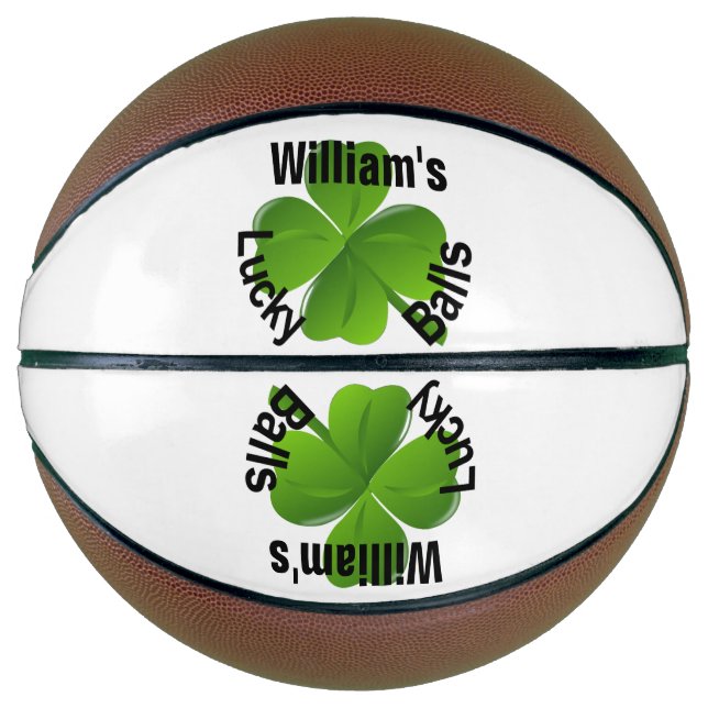 Personalisiert Vierblättriges Kleeblatt Lucky Basketball (Vorderseite)