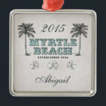 Personalisiert Vintag Myrtle Beach South Carolina Silbernes Ornament<br><div class="desc">Vintages Viktorianisches Myrtle Beach South Carolina gegründet 1938 Weihnachtsschmuck. Personalisieren Sie mit einem Namen und Jahr. ~</div>