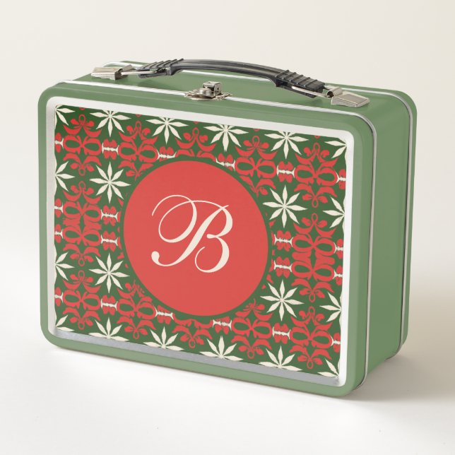 Personalisiert Vintage Weihnachten/Winter gemuster Metall Brotdose (Vorderseite)