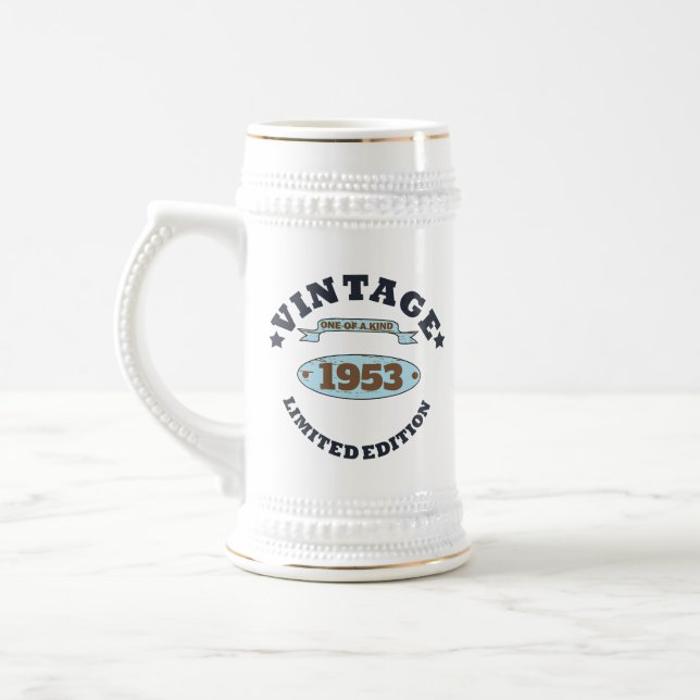 Personalisiert Vintagen 70. Geburtstag Bierglas (Links)