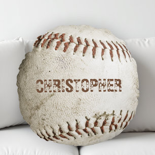 Personalisiert Vintager Baseball Rundes Kissen