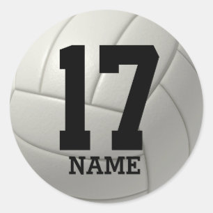 Personalisiert Volleyball (Name und Nummer angeben Runder Aufkleber