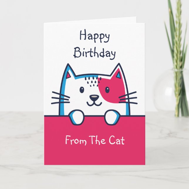 Personalisiert vom Geburtstag der Katze Karte (Vorderseite)