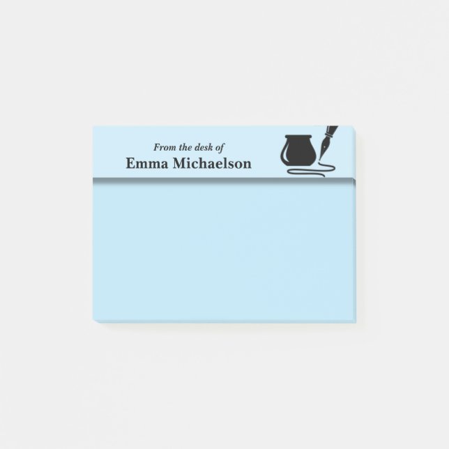 Personalisiert vom Schreibtisch aus, blau Post-it Klebezettel (Vorderseite)