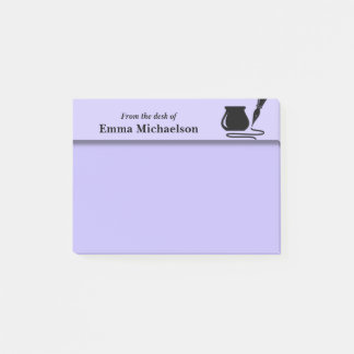 Personalisiert vom Schreibtisch, lila Post-it Klebezettel