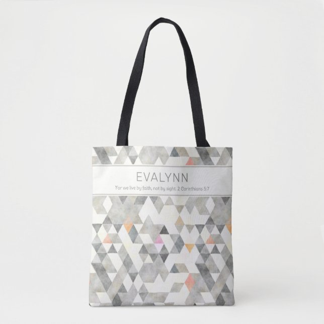 Personalisiert von Faith Gray Triangle Pattern Tasche (Vorderseite)