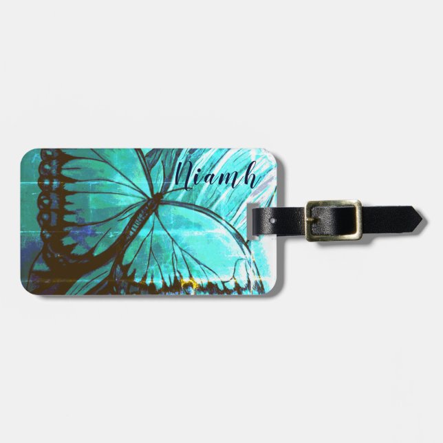 Personalisiert von Name Beautiful Butterfly Gepäckanhänger (Vorderseite horizontal)
