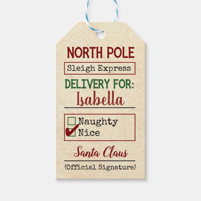 Personalisiert von Santa Gift Tag Geschenkanhänger (Vorderseite)