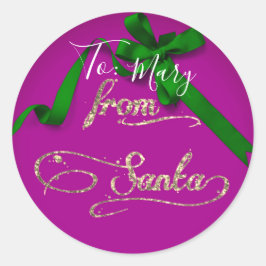 Personalisiert von Santa lila und grün groß Runder Aufkleber