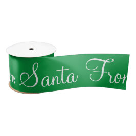 Personalisiert von Santa Script Urlaub Green Satin Satinband