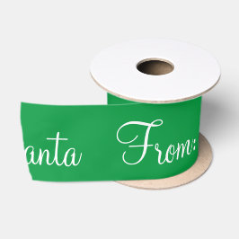 Personalisiert von Santa Script Urlaub Green Satin Satinband