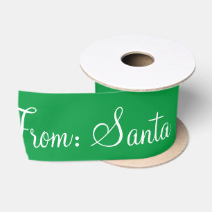 Personalisiert von Santa Script Urlaub Green Satin Satinband