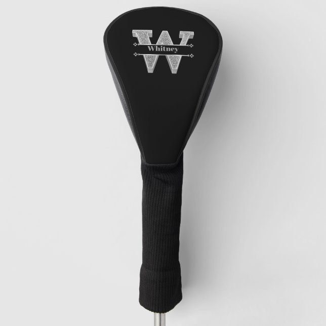 Personalisiert W Initial Silver Monogram Ihr Name Golf Headcover (Vorderseite)