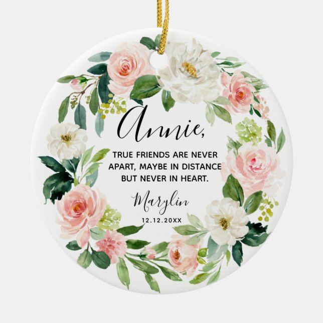 Personalisiert Wahre Freunde sind nie weit auseina Keramik Ornament (Vorne)