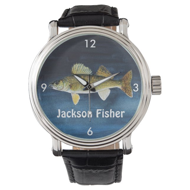 Personalisiert Walleye Pike auf Blue Armbanduhr (Vorderseite)