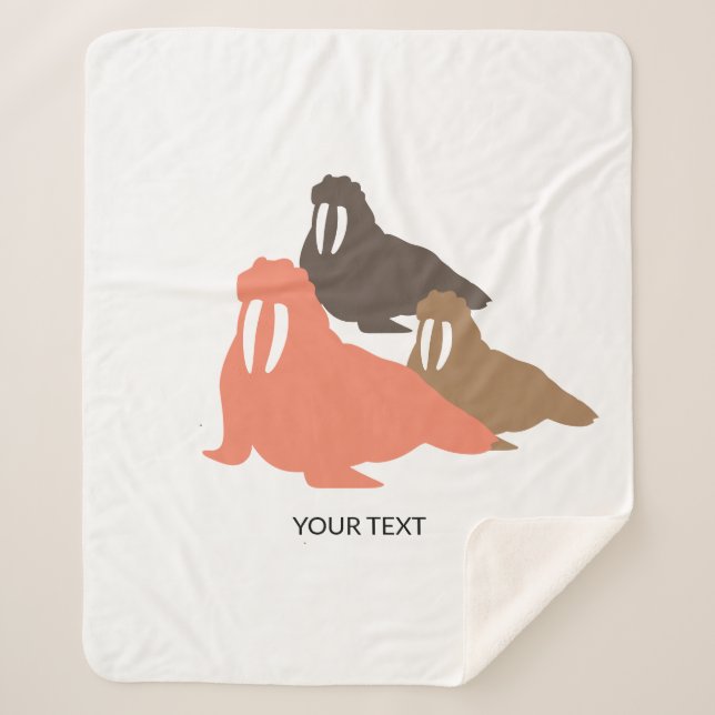 Personalisiert Walrus Herd Shepra Blanket Sherpadecke (Vorderseite)