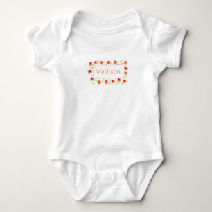 PERSONALISIERT WATERCOLOR ROSE FRAME Bodysuit Baby Strampler